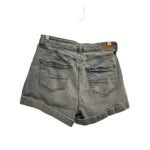 American Eagle Stretch Denim Cuffed Mom Jean Shorts Blue Casual Summer Size 4 - Picture 2 of 8
